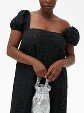 Load image into Gallery viewer, BRODERIE ANGLAISE MIDI DRESS BLACK