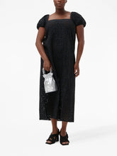 Load image into Gallery viewer, BRODERIE ANGLAISE MIDI DRESS BLACK
