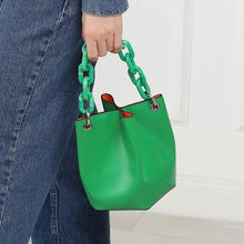 Load image into Gallery viewer, DIAMOND SMALL BUCKET BANNER BAG KELLY GREEN