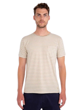 Load image into Gallery viewer, LINEN SHORT SLEEVE T-SHIRT FLAX/OFF WHITE