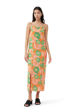 Load image into Gallery viewer, PRINTED LIGHT CREPE SLIP DRESS ORANGE
