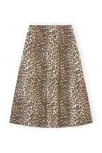 Load image into Gallery viewer, PRINTED COTTON ELASTICATED MAXI SKIRT BIG LEOPARD ALMOND