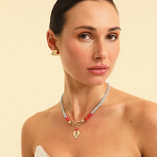 Load image into Gallery viewer, ROSA BEADED NECKLACE AQUAMARINE CORAL