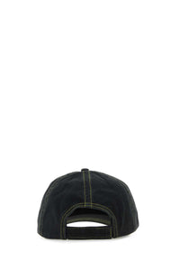 GANNI CAP HAT BLACK WITH YELLOW STITCHING
