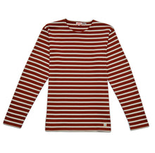 Load image into Gallery viewer, LONG SLEEVE STRIPED BRETON T-SHIRT SEQUOIA BROWN/OFF WHITE