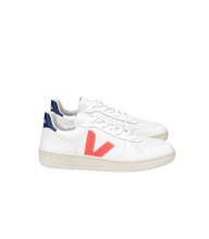 Load image into Gallery viewer, V-10 LEATHER WHITE ORANGE FLUO COBALT MEN