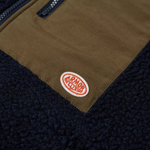 Load image into Gallery viewer, ZIPPED SHERPA JACKET NAVY/KHAKI