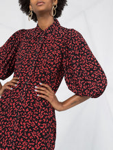 Load image into Gallery viewer, SHIRT DRESS PRINTED CREPE BLACK/RED
