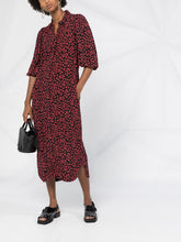 Load image into Gallery viewer, SHIRT DRESS PRINTED CREPE BLACK/RED