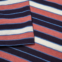 Load image into Gallery viewer, HERITAGE STRIPED T-SHIRT ROSEWOOD/NAVY/OZERO BLUE