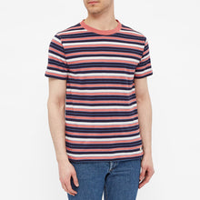 Load image into Gallery viewer, HERITAGE STRIPED T-SHIRT ROSEWOOD/NAVY/OZERO BLUE