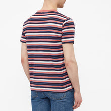 Load image into Gallery viewer, HERITAGE STRIPED T-SHIRT ROSEWOOD/NAVY/OZERO BLUE