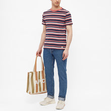 Load image into Gallery viewer, HERITAGE STRIPED T-SHIRT ROSEWOOD/NAVY/OZERO BLUE