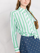 Load image into Gallery viewer, WRAP SHIRT STRIPE COTTON KELLY GREEN