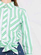 Load image into Gallery viewer, WRAP SHIRT STRIPE COTTON KELLY GREEN