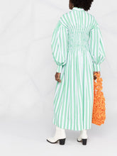 Load image into Gallery viewer, SMOCK DRESS STRIPE COTTON KELLY GREEN