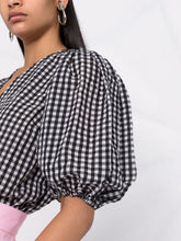 Load image into Gallery viewer, BLOUSE SEERSUCKER CHECK BLACK