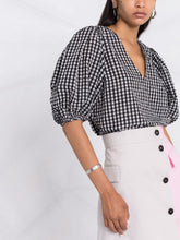 Load image into Gallery viewer, BLOUSE SEERSUCKER CHECK BLACK