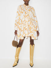 Load image into Gallery viewer, GATHERED PANEL WIDE MINI SHIRT DRESS COTTON POPLIN EGRET