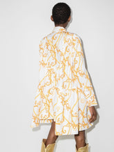 Load image into Gallery viewer, GATHERED PANEL WIDE MINI SHIRT DRESS COTTON POPLIN EGRET