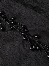 Load image into Gallery viewer, FRINGE SLEEVELESS TWO LAYER DRESS JACQUARD ORGANZA BLACK