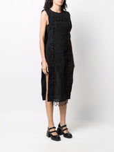 Load image into Gallery viewer, FRINGE SLEEVELESS TWO LAYER DRESS JACQUARD ORGANZA BLACK