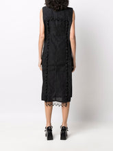 Load image into Gallery viewer, FRINGE SLEEVELESS TWO LAYER DRESS JACQUARD ORGANZA BLACK