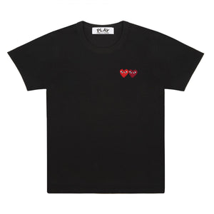 BLACK T-SHIRT DOUBLE HEART
