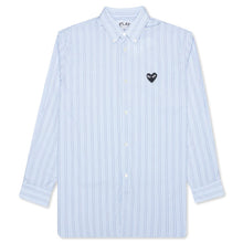 Load image into Gallery viewer, MULTIPLE BLUE STRIPE SHIRT WITH BLACK HEART