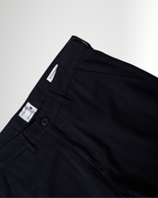 Load image into Gallery viewer, COTTON HERRINGBONE STRAIGHT LEG BLACK TROUSER