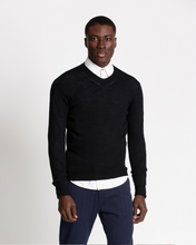 Load image into Gallery viewer, WOOL AND MOHAIR V-NECK SWEATER BLACK BEAUTY