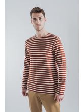Load image into Gallery viewer, LONG SLEEVE STRIPED BRETON T-SHIRT SEQUOIA BROWN/OFF WHITE