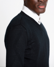 Load image into Gallery viewer, WOOL AND MOHAIR V-NECK SWEATER BLACK BEAUTY