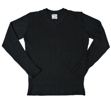 Load image into Gallery viewer, WOOL AND MOHAIR V-NECK SWEATER BLACK BEAUTY