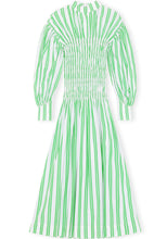Load image into Gallery viewer, SMOCK DRESS STRIPE COTTON KELLY GREEN
