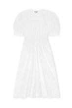 Load image into Gallery viewer, SMOCK DRESS BRODERIE ANGLAISE BRIGHT WHITE