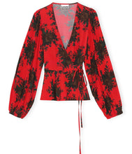 Load image into Gallery viewer, WRAP BLOUSE HIGH RISK RED