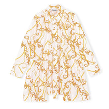 Load image into Gallery viewer, GATHERED PANEL WIDE MINI SHIRT DRESS COTTON POPLIN EGRET