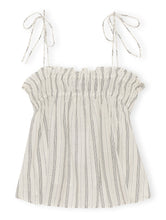 Load image into Gallery viewer, LIGHT STRIPE TIEBAND STRAP TOP VISCOSE ORGANIC COTTON EGRET