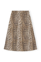 Load image into Gallery viewer, PRINTED COTTON ELASTICATED MAXI SKIRT BIG LEOPARD ALMOND
