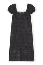 Load image into Gallery viewer, BRODERIE ANGLAISE MIDI DRESS BLACK