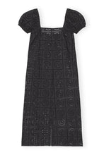 Load image into Gallery viewer, BRODERIE ANGLAISE MIDI DRESS BLACK
