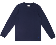Load image into Gallery viewer, PIQUE LONG SLEEVE NAVY T-SHIRT