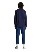 Load image into Gallery viewer, PIQUE LONG SLEEVE NAVY T-SHIRT