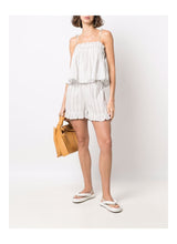 Load image into Gallery viewer, LIGHT STRIPE TIEBAND STRAP TOP VISCOSE ORGANIC COTTON EGRET