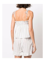 Load image into Gallery viewer, LIGHT STRIPE SHORTS VISCOSE ORGANIC COTTON EGRET