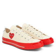Load image into Gallery viewer, WHITE LOW TOP HEART PRINT RED SOLE CONVERSE