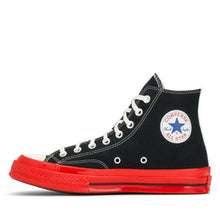 Load image into Gallery viewer, BLACK HIGH TOP HEART PRINT RED SOLE CONVERSE