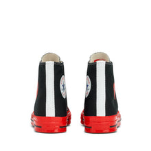 Load image into Gallery viewer, BLACK HIGH TOP HEART PRINT RED SOLE CONVERSE