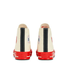 Load image into Gallery viewer, WHITE HIGH TOP HEART PRINT RED SOLE CONVERSE